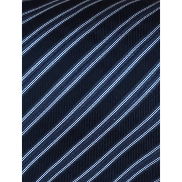 HUGO BOSS SELECTION TRIFOLD Black Striped Silk Tie ITALY 62"/ 3.2" EC - Picture 4 of 8